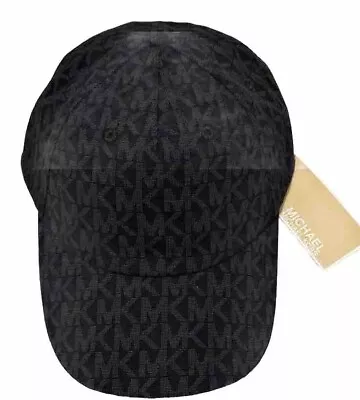 Michael Kors Black MK Logo Monogram Strap Back Baseball Cap Hat New • $27.99