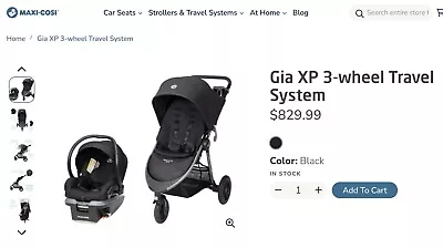 Maxi-Cosi Gia XP 3-Wheel Travel System Midnight Black • $499