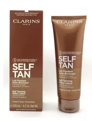 Clarins Self Tanning Milky Lotion Face And Body 125ml - New & Boxed - Free P&p • £21.99