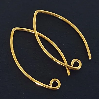 $8.16 • Buy Long Wire Earring Hooks 925 Sterling Silver 24K Gold Plated For Jewellery Making