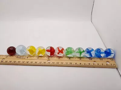 Vintage 4 Vane Cats Eye Glass Shooter Marbles Single Color Lot Of 10 • $21.24