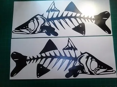 $9.99 • Buy (2) Fish Skeleton Vinyl Decals Boat Fishing Graphics Big Sticker Snook V7 12 