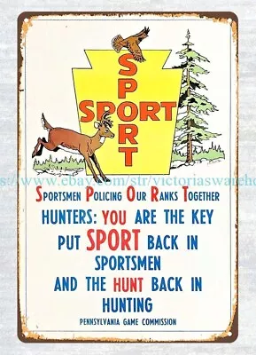 1970s PA Game Commission Sport Hunting Metal Tin Sign Metal Home Decor • $18.99