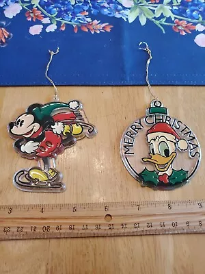 Vintage Walt Disney Monogram Mickey Mouse Donald Duck Set Of 2 Ornaments EUC  • $18