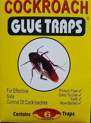 Cockroach Glue Traps Easy Safe Use Control Cockroach Insect 6 Traps Home Office • £4.98