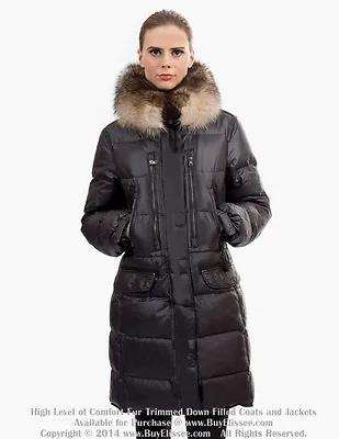 Goose Down Coat Jacket Parka Raccoon Fur Sz XL US 12 14 EU 46 $895 Пуховик Енот • $229.95
