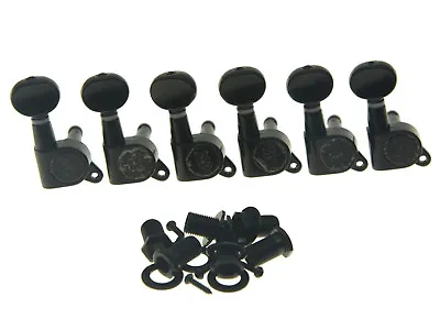 Wilkinson Mini Oval Button E-Z-LOK Post Guitar Tuners Tuning Keys Black • $50.57