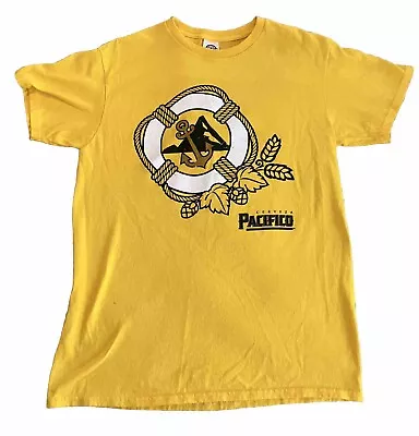 Pacifico Cerveza Shirt Size Medium Yellow Short Sleeve Beer Logo Delta Pro • $12.99