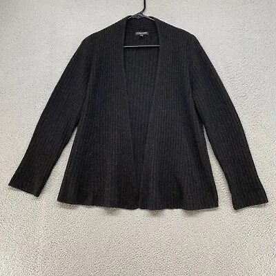 Eileen Fisher Cardigan Sweater Womens PL Yak Wool Large Petite Charcoal Rib Knit • $58.95