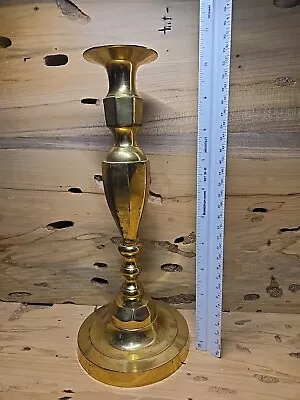 Vtg 10.5” Solid Brass Pillar Floor Altar Candle Candle Holder Y65 • $60