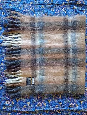 1960s Vintage St Michael Mohair & Wool Scarf  18.5  X 64  Britain Mod Plaid 70's • $21