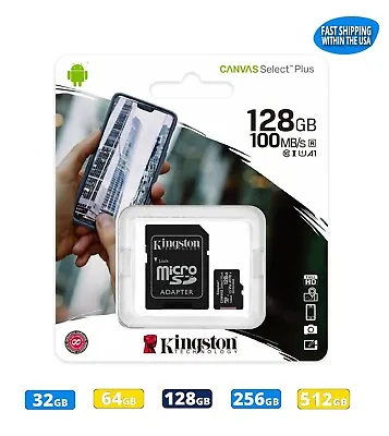 Kingston Micro SD Canvas Select Plus Memory Card 32GB 64GB 128GB 256GB 512GB Lot • $9.72