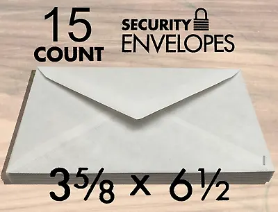 15ct ✉ Security Envelopes [3 5/8  X 6 1/2 ] Gummed Confidential Mailing Letters • $3.45