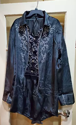 Black 3XL Velour NWOT Medieval Steampunk Tailcoat Jacket Lined Gothic Victorian • $35