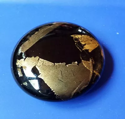 Randy Strong 1986 Art Glass Paperweight Black Gold  3-D Foil Flake Artist Signed • $79.99