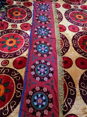 Suzani Wall Hanging Uzbek Handmade Embroidery 45x460 Cm 17 X181  Inch D-3A • $88