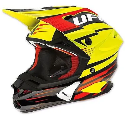 Size XL - Helmet UFO MX Helmet Interceptor Enemy Yellow Fluo Black Cross Enduro • $189.92
