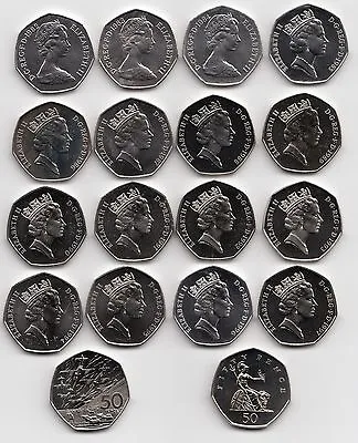 UK Fifty Pence Coins 50p 1982 To 1999 Choose Your Year - Brillant Uncirculated • £13