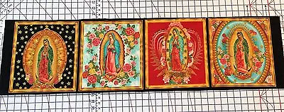 Our Lady Of Guadalupe Mexico Virgin Mary Fabric 4 Square Panel Metallic 1/3 Yd • $19.99