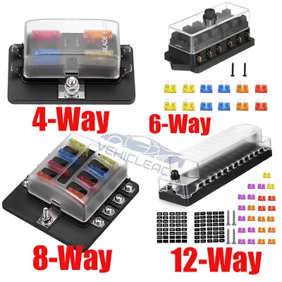 4/6/8 Way 12V 24V Auto Car Power Distribution Blade Fuse Holder Box Block Panel • $11.99