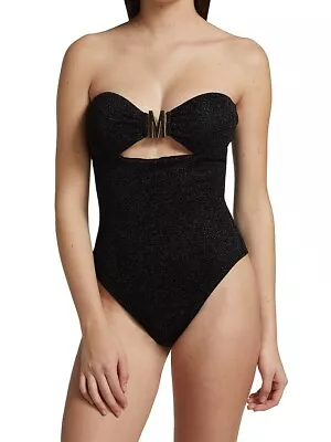 Moschino Halter Swimsuit Black With Gold Metal Hardware BNWT Size L UK 14  • $172.64