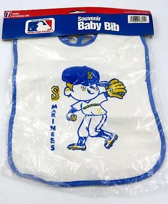 Vtg Seattle Mariners Baby Bib MLB Official Souvenir 14x10.5 Twins Enterprise NEW • $14.95