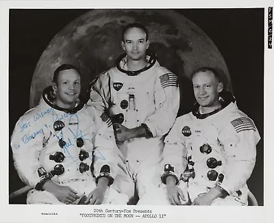 Neil Armstrong - Photograph Signed - Shows Apollo 11 Crew - W/ RR Auction COA • $2000