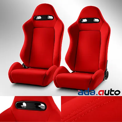 Red Fabric Classic Style Reclinable Racing Seats Chair Left/Right W/Slider • $315.38