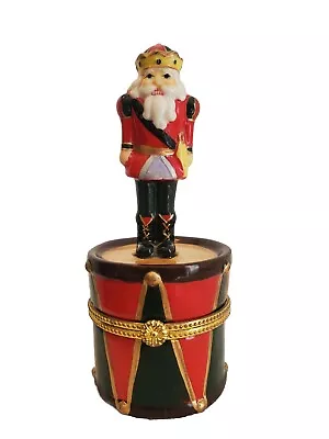 Nutcracker Porcelain Hinged Trinket Box 5  Kurt Adler Retired Christmas Design • $10