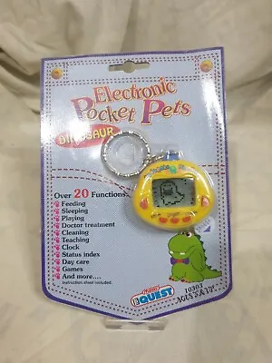 Rare Dinkie Dino / Rakuraku Dinokun Virtual Pet/tamagotchi - Yellow - In Packet • £30