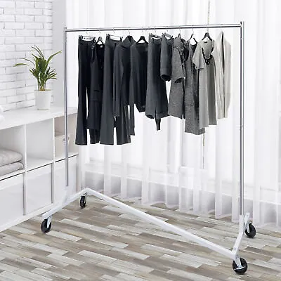 $46.58 • Buy Garment Rack Durable Rolling Collapsible Clothing Shelf Z-Base 360°Wheels