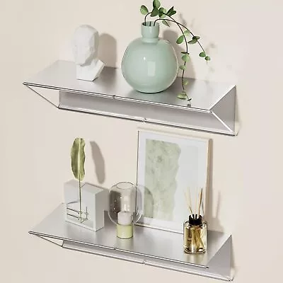 Metal Wall Shelves Floating Shelves For Wall Set Of 2 Small Wall Shelf For Liv • $12.73