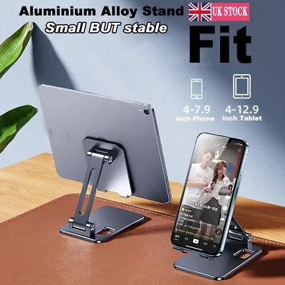 UK Phone Stand IPad Desktop Adjustable Desk Tablet Table Holder Aluminum Alloy • £13.79