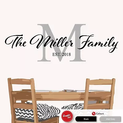 Family Name Personalised Wall Art Sticker Lounge Monogram Kitchen Vinyl Decal • £7.99