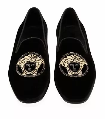 Men Handmade Shoes Velvet Embroidered Loafers Party Slipper Formal Casual Shoes • £149.99