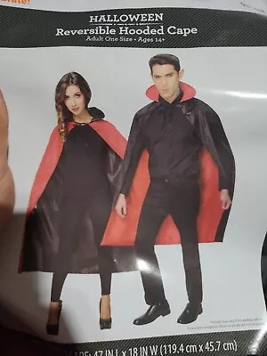 47  Reversible Cape Men Costume Vampire Red Black Collar  18178 • $11.97