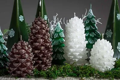 PINE CONE CANDLE In White Or Brown Colour - Christmas Xmas Decoration Gift • £3.40