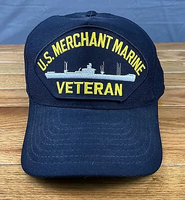 Eagle Crest Baseball Cap US Merchant Marine Veterans Hat Navy Blue Made In USA • $15