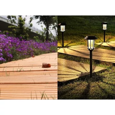 Rollout Wooden Pathway And 8 Pack Solar Powered Lights Home Garden Furniture • $189