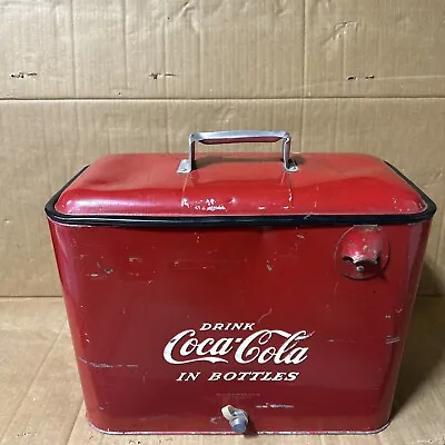 Vintage 1950s Coca Cola Cooler Red Drain Metal Progress Refrigerator KY • $315