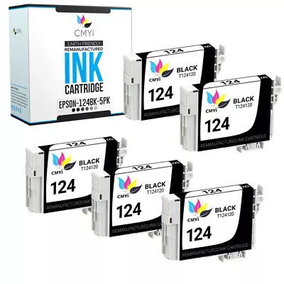 5PK Reman Black Ink For Epson T124 124 Fits Stylus Workforce 320 NX230 NX330 • $18.69