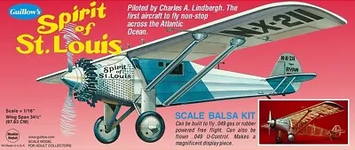 £80.50 • Buy Spirit Of St. Louis Large Model 1:16 Guillow's Balsa Aircraft Kit 876mm Wingspan
