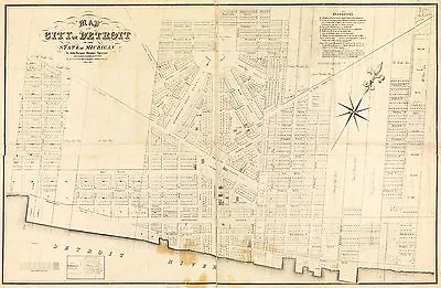 1835 Map Detroit Michigan Genealogy Vintage History Wall Art Poster Print Decor • $37.95