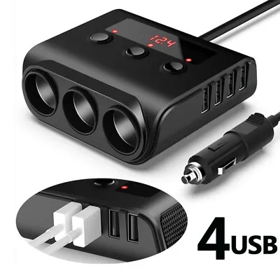 $11.59 • Buy 3 Way Multi Socket Car Cigarette Lighter Splitter 4 USB Port Charger Adapter 12V