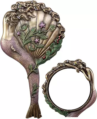 Ebros Beautiful Lady Aurora Sleeping Mermaid Hand Mirror Figurine Art Nouveau Fa • $49.84