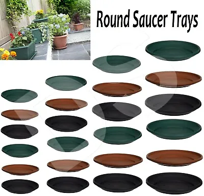 £4.49 • Buy Plastic 20/27/32/43 Cm Heavy Plant Pot Round Base Saucer Water Planter Drip Tray