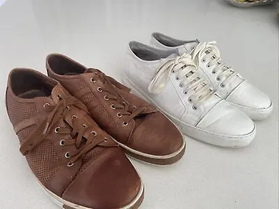 £10 • Buy 2 Pair Kenneth Cole White And Brown Size UK 10 To 10.5 Shoes Trainers Deck Shoes