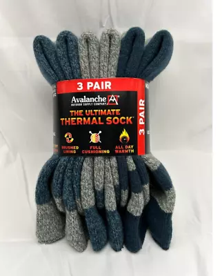 Avalanche Men Ultimate Thermal Crew Socks 6-12 Shoe Size (3 Pair) All Day Warmth • $14.99