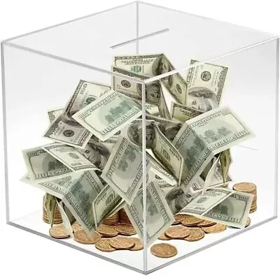 Money Bank Money Jar Box Piggy Bank For Adults Must Break To Open Clear Acrylic • $17.99