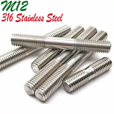 M12 40-150mm Metric 316 Stainless Steel Double End Threaded Stud Bolts Screw Rod • $14.14